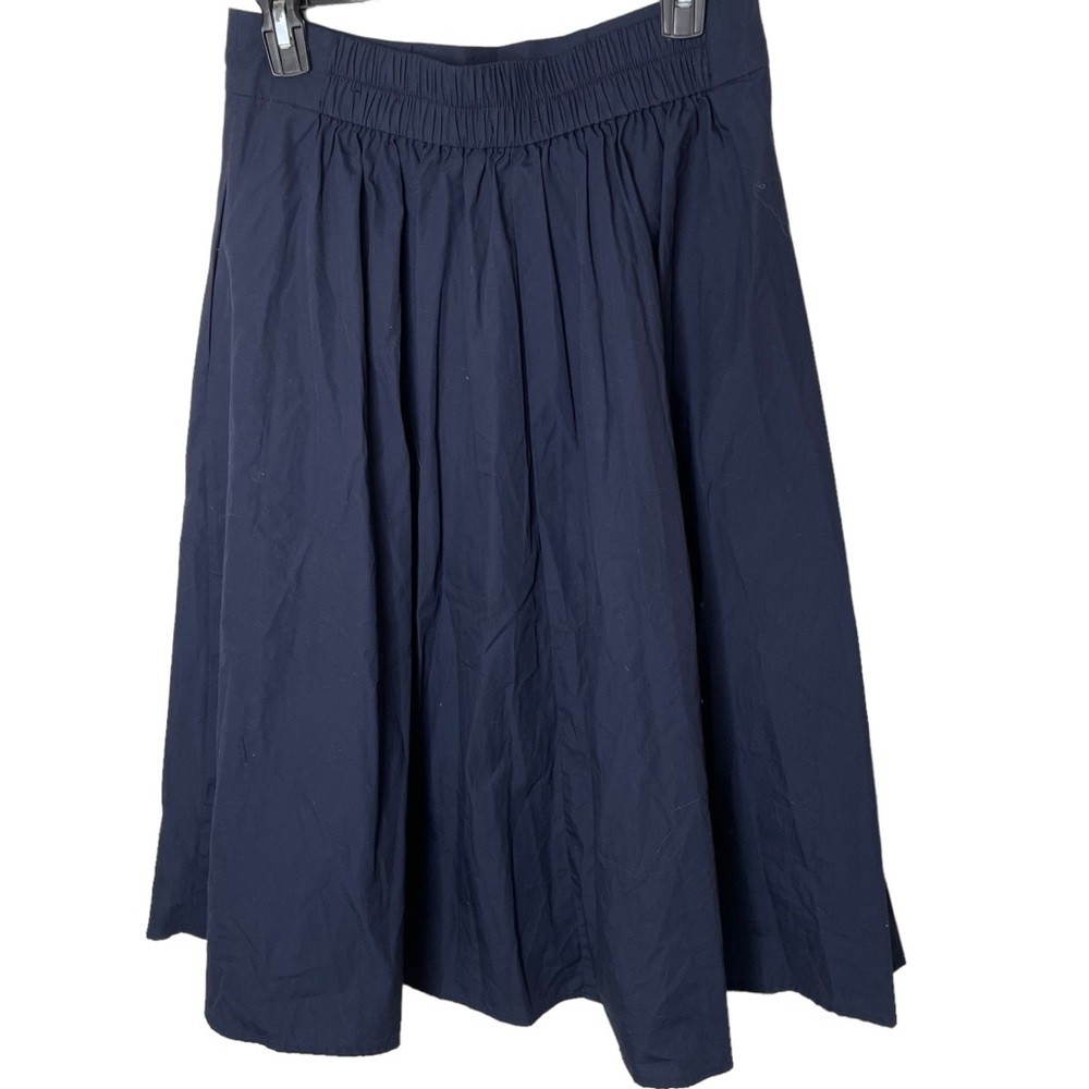 Banana Republic Navy Blue Cotton Elastic Waist Midi Skirt in Size Small